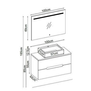 Badella Toledo Banyo Dolap Takımı Toledo 55100 V32 100 Cm Beyaz