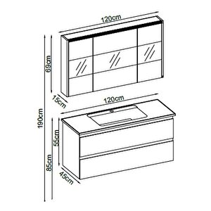 Badella Maya Banyo Dolap Takımı Maya 55120 V32 120cm Beyaz