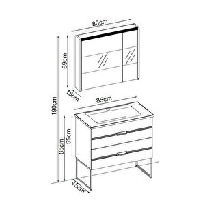 Badella Bathline Banyo Dolap Takımı Bathline 5585 V31 85cm Beyaz