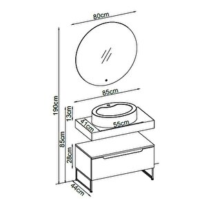 Badella Toledo Banyo Dolap Takımı Toledo 2885 V31 85cm Beyaz