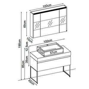 Badella Moderno Banyo Dolap Takımı Moderno 28100 V32 100cm Beyaz