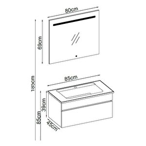Badella Lines Banyo Dolap Takımı Lines 3965 V31 65cm Beyaz