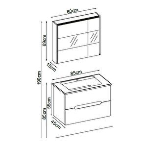 Badella Toledo Banyo Dolap Takımı Toledo 5585 V32 85cm Beyaz