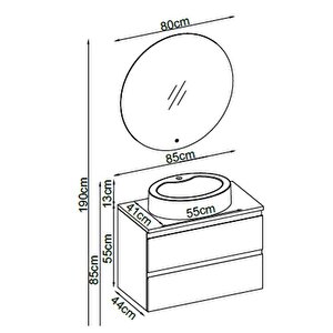 Badella Maya Banyo Dolap Takımı Maya 5585 V33 85cm Beyaz