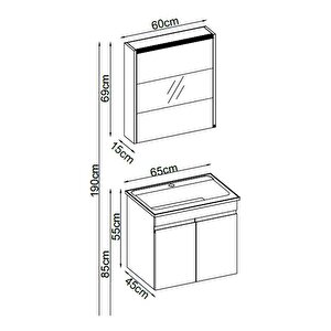 Badella Boztepe Banyo Dolap Takımı Boztepe 5565 V31 65cm Beyaz