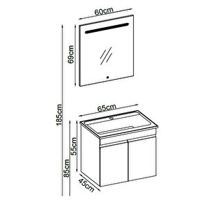 Badella Boztepe Banyo Dolap Takımı Boztepe 5565 V32 65cm Antrasit