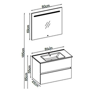 Badella Lines Banyo Dolap Takımı Lines 5585 V34 85cm Ud