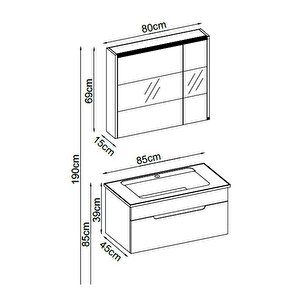 Badella Smart Banyo Dolap Takımı Smart 5585 V31 85cm Beyaz