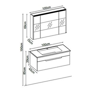 Badella Toledo Banyo Dolap Takımı Toledo 39100 V31 100cm Beyaz