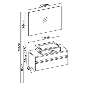 Badella Woodline Banyo Dolap Takımı Woodline 39100 V31 100cm Antrasit