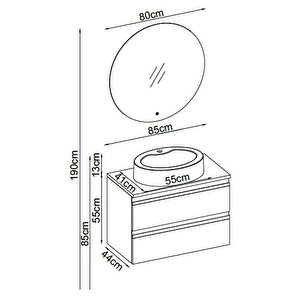 Badella Woodline Banyo Dolap Takımı Woodline 5585 V32 85cm Antrasit