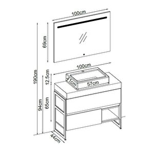 Badella Karma Banyo Dolap Takımı Karma 55100 V31 100cm Antrasit