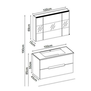 Badella Toledo Banyo Dolap Takımı Toledo 55100 V31 100cm Beyaz