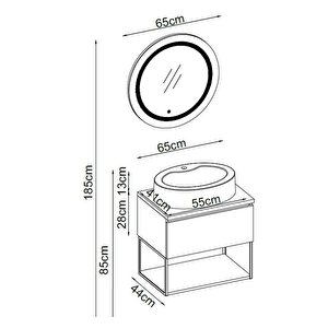 Badella Lines Banyo Dolap Takımı Lines 2865 V31 65cm Ceviz