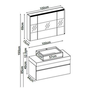 Badella Lines Banyo Dolap Takımı Lines 39100 V32 100cm Antrasit