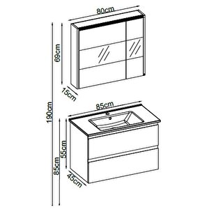 Badella Maya Banyo Dolap Takımı Maya 5585 V31 85 Cm Beyaz