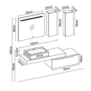 Badella Toledo Banyo Dolap Takımı Toledo 28160 V31 160cm Beyaz