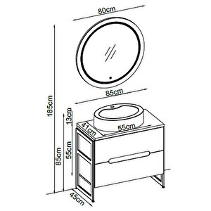 Badella Toledo Banyo Dolap Takımı Toledo 5585 V33 85 Cm Beyaz