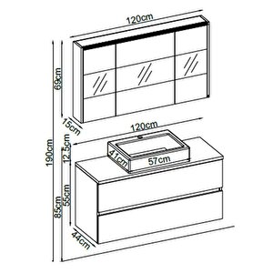 Badella Lines Banyo Dolap Takımı Lines 55120 V31 120cm Siyah