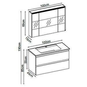 Badella Maya Banyo Dolap Takımı Maya 55100 V32 100cm Antrasit