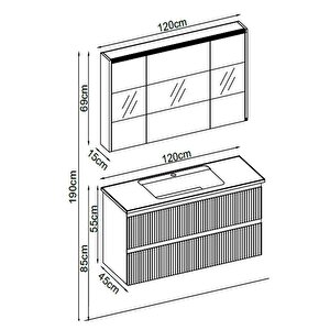 Badella Royal Banyo Dolap Takımı Royal 55120 V31 120cm Beyaz