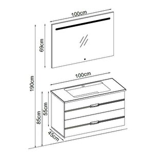 Badella Bathline Banyo Dolap Takımı Bathline 55100 V32 100cm Kaman-ceviz
