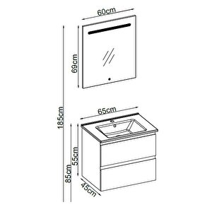 Badella Maya Banyo Dolap Takımı Maya 5565 V31 65cm Antrasit