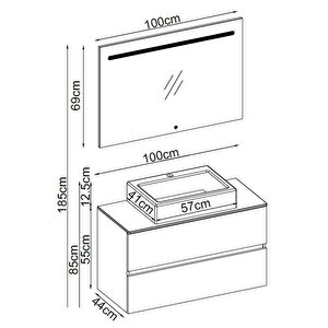 Badella Lines Banyo Dolap Takımı Lines 55100 V32 100cm Siyah