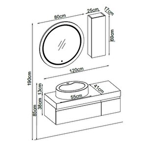 Badella Moderno Banyo Dolap Takımı Moderno 28120 V31 120cm Beyaz