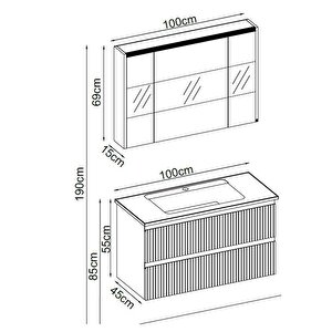 Badella Royal Banyo Dolap Takımı Royal 55100 V31 100cm Kumsal