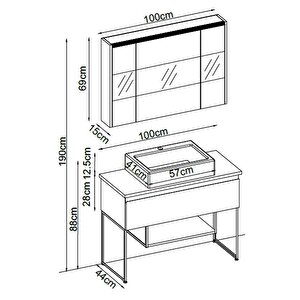 Badella Maya Banyo Dolap Takımı Maya 28100 V31 100cm Antrasit