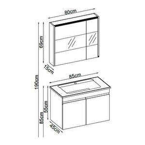 Badella Boztepe Banyo Dolap Takımı Boztepe 5585 V32 85cm Antrasit