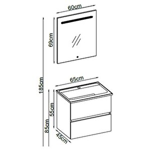 Badella Lines Banyo Dolap Takımı Lines 5565 V32 65cm Beyaz