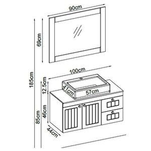 Badella Efes Banyo Dolap Takımı Efes 46100 V35 100cm Haki