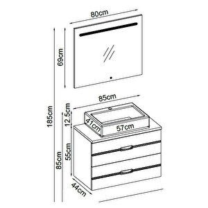 Badella Bathline Banyo Dolap Takımı Bathline 5585 V32 85cm Beyaz