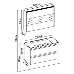 Badella Woodline Banyo Dolap Takımı Woodline 55100 V31 100cm Beyaz