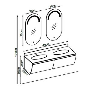 Badella Dolce Banyo Dolap Takımı Dolce 34140 V31 140cm Gri