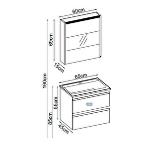 Badella Woodline Banyo Dolap Takımı Woodline 5565 V31 65cm Beyaz