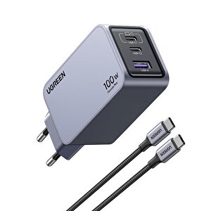 Ugreen Nexode Pro 100w Gan Hizli Şarj Ci̇hazi Type-c Qc Pd 2xusb-c, 1xusb-a Uzay Gri̇si̇ 25874