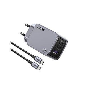 Ugreen Nexode Pro 65w Gan Hizli Şarj Ci̇hazi Type-c Qc Pd 2xusb-c 1xusb-a Uzay Gri̇si̇ 25871