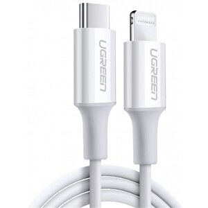 Ugreen Type-c To Lightning 3a Pd Mfi̇ Serti̇fi̇kali Hizli Şarj Kablosu 1 Mt Beyaz 10493