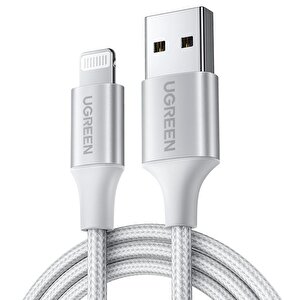 Ugreen Lightning To Usb-a Örgülü Mfi̇ Serti̇fi̇kali İphone Hizli Şarj Kablosu 2 Metre Gümüş 60163