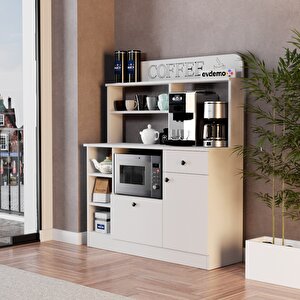 Barista Kahve Köşesi Çok Amaçlı Dolap Beyaz
