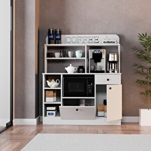 Barista Kahve Köşesi Çok Amaçlı Dolap Beyaz