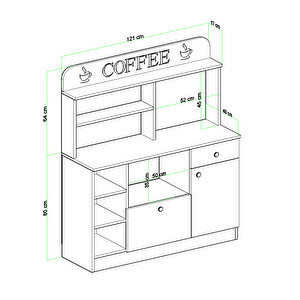 Barista Kahve Köşesi Çok Amaçlı Dolap Beyaz