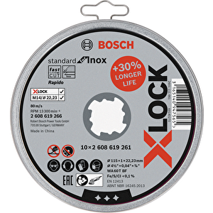 - X-lock - 115*1,0mm Standard Seri Düz Inox (paslanmaz Çelik) Kesme Diski (taş) - Rapido 10'lu