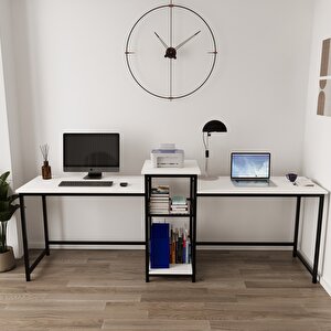 Duodesk 2 Kişilik Çalışma Masası Siyah - Beyaz