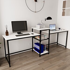 Duodesk 2 Kişilik Çalışma Masası Siyah Beyaz