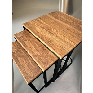 3lü Zigon Sehpa Mdf Mebran Kahverengi Zigon Sehpa Takımı