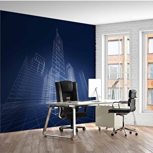 Soyut Bina Projesi Gayrimenkul Emlak Ve Gayrimenkul Duvar Kağıdı Baskı - Dkm333023 100x240 cm